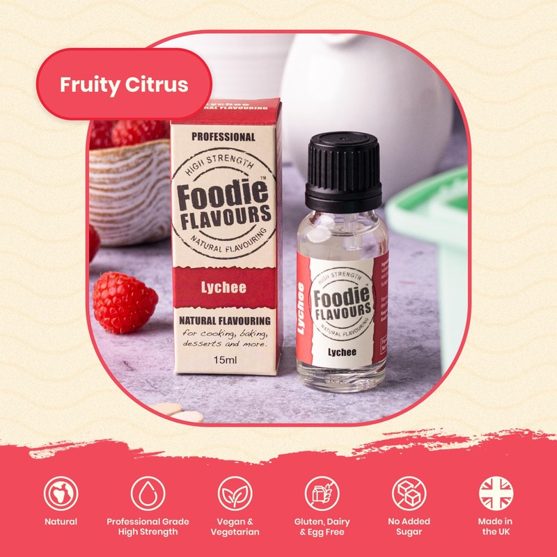 Foodie Flavours Natural Lychee Flavouring, High Strength - 15ml