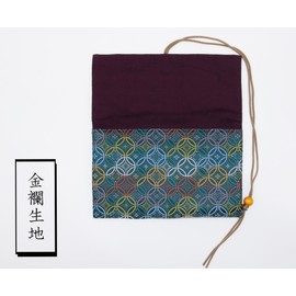 Gold Brocade Nishijin Weave Stamp Case, Stamp Book Bag, Stamp Book Case, Stamp Book Cover 22.5×13.5 with String, Made in Japan, Standard Size (Seven Treasures Iron Navy)