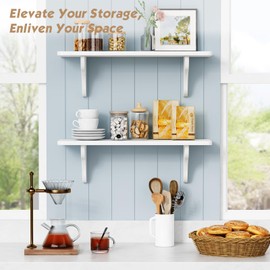 Forbena Decorative Floating Wall Shelves for Bedroom Living Room Set of 3, 24 Inch Long White Wall Mounted Shelves for Bathroom, Large Wood Wide Arched Hanging Book Shelves for Kids Teen Girls