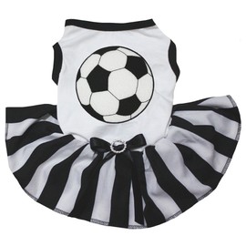 Petitebella Soccer Puppy Dog Dress (White/Stripes, X-Large)