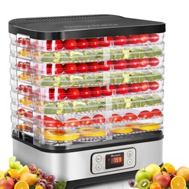 Homdox Food Dehydrator Machine, 8 BPA-Free Trays, 72H Timer & Temperature Control 158°F Max, 400W Dehydrator for Food and Jerky, Fruit, Herbs, Meat, Veggies, Dog Treats, Fruit Roll Sheet Included