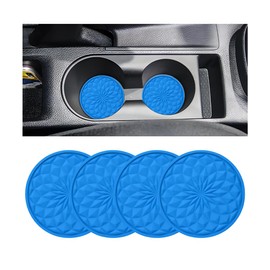TNAIYH Car Cup Holder Coaster, 4PCS Rhomboid Non-Slip Recessed Vehicle Drinking Mat, Waterproof Automotive Interior Water Bottle Pad Accessories, Universal for SUV Sedan Truck (Light Blue)
