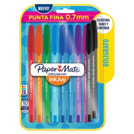 Paper Mate InkJoy Bolígrafos de bola, punta fina, Multicolor, Paquete de 10