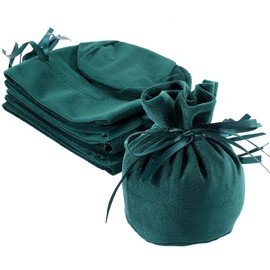 Beebeecraft 6Pcs Green Velvet Jewelry Bags Small Drawstring Pouch Rectangle Round Soft Velvet Bag Cloth Storage Gift Jewelry Pouches for Storage Necklaces Bracelets Earrings Small Items Gifts Crafts