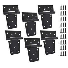 TamBee Black Gate Hinges Shed Hinges Heavy Duty Gate Hinges for Wooden Fences Barn Door Hinges for Wood Outdoor 3.5inch with Screws (Pack of 6)
