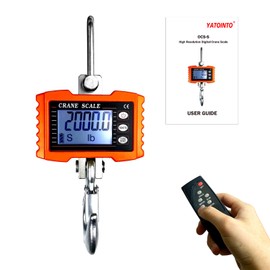YATOINTO 2200lb Digital Crane Scale High Precision Heavy Duty Industrial Hanging Scale with Remote Control Aluminum Case CE Certified Electronic Weighing Crane Scale, for Garage Farm Hunting (Orange)