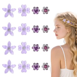 20 Stück Haarschmuck Blumen ​Kleine Haarspangen Blumen Set in Lila, ​Flower Hair Clip Strass Haarschmuck Hochzeit Accessoires, 1-2cm/0.39-0.78inch für Mädchen und Frauen