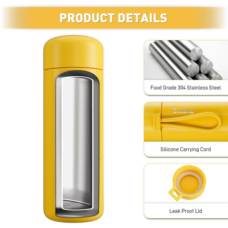 Exllena 200ml Small Insulated Flask 304 Stainless Steel Double Wall