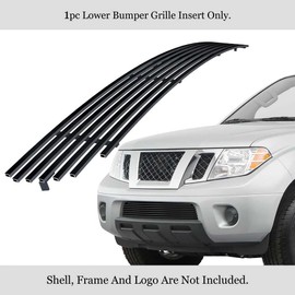 APS Compatible with Nissan Frontier 2009-2021 Lower Bumper Stainless Steel Black 8x6 Horizontal Billet Grille Insert RE-N66413J
