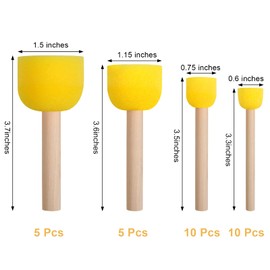 30 Pcs Round Sponges Brush Set, Round Sponge Brushes for Painting, Paint Sponges for Acrylic, Painting Tools for Kids Arts and Crafts (4 Sizes)