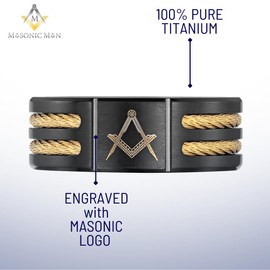 MasonicMan Mens Titanium Freemason Masonic Ring Latin Engraving Inside Size X Style 1