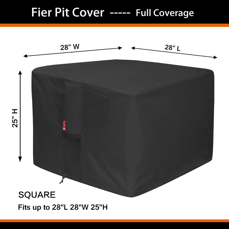 SheeChung Fire Pit Cover Suqare-Waterproof 600D Heavy Duty Square Patio