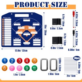 Anglekai 1+44PCS Baseball Coaching Board for Dugout, Dry Erase Lineup Board Softball Clipboard for Coach/ 30 Name Strip/ 10 Number Blocks/ 2 Marker/ 2 Buckle (Blue)
