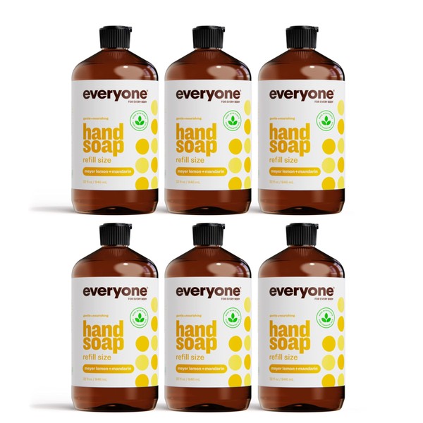 Everyone Hand Soap Refill, 32 Ounce (Pack of 6), Meyer Lemon and Mandarin, Plant-Based Cleanser with Pure Essential Oils