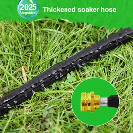 Mixc 2025-Upgrade Flat Soaker Hoses 100Ft with Copper Joint,Aluminum Seal,1mm Thickened Hose,360°Swival Handle and Inlet,Hole Pressure Relief Gasket,Drip Kit for Vegetable Garden,Lawn,Flower Bed