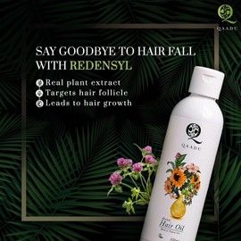 QAADU Herbal Hair Oil, Stronger Thicker hair for Men and Women with Amla, Bhringraj, Hibiscus Oil and Coconut Oil Extract, 200 ML