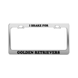 Product Express I Brake for Golden Retrievers Animal Dog Cat Breed Metal License Plate Frame