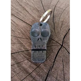 DailyCraftsmanship Hand Forged Iron Steel Skull Keychain Keyring Pendant Charm Blacksmith USA Made