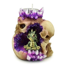 Puckator Elements Baby Dragon Crystal Skull Cave Tea Light Holder - Tea Bag Storage - Tea Bag Holder Dish - Tea Bag Tidy - Sachet Holder - Used Tea Bag Holder - Tea And Coffee Accessories