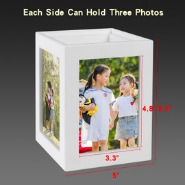 Suanti Picture Frame, Integrated Cube Photo Frame for 4 Pictures, 3.5"x5" Picture Frame for Home and Office Decor, Multi-Purpose Photo Box Vase,Table Remote Holder Photo Gifts