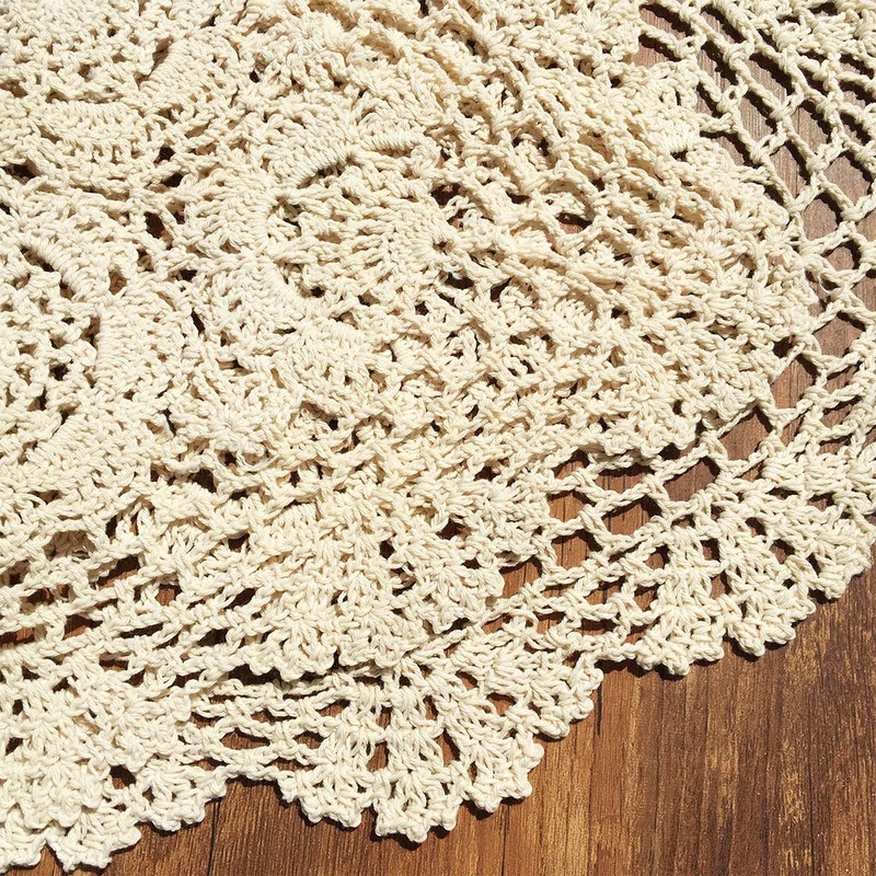 Beige 11x17 Inch Oval 100% HANDMADE Crochet Lace Placemats Doilies