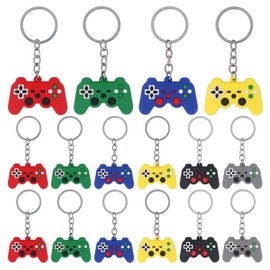 Auvoau 12 Pieces Video Game Controller Keychains 6 Colors Game Controller Handle Key Ring for Video Game Party Favors Birthday Baby Shower Gifts