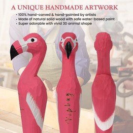 VIPbuy 2 Count 100% Handmade Wooden Carved Gel Ink Pens - Novelty Refillable Writing Pens Office School Supplies Birthday (Flamingo)