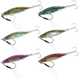 Goture Fishing Jigs,3D Colors Jigging Lures,Lead Vertical Jig Saltwater,Jig Fishing Lures with Assist Hook,Fishing Jigging Spoon Lures for Tuna,Salmon,Sailfish,Striped Bass,Kingfish(40g 6pcs)