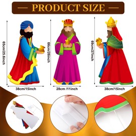 Wenqik 3 Pcs Christmas Three Wise Men Outdoor Yard Signs with Stakes Religious Nativity Scene Signs Three Kings Outdoor Lawn Decoration Set for Christmas Outdoor Yard Lawn Garden Pathway Decorations