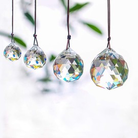 4pcs Fengshui Crystal Ball Prism Pendant Suncatcher Hanging Crystals Rainbow Prisms for Windows (20mm,30mm,40mm,50mm)