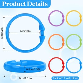 Qulable Shower Curtain Rings-12 Pack- Plastic Shower Curtain Hooks O-Shaped Rings Hook Glide Easily on Bathroom Shower Rod (Rainbow Colors)