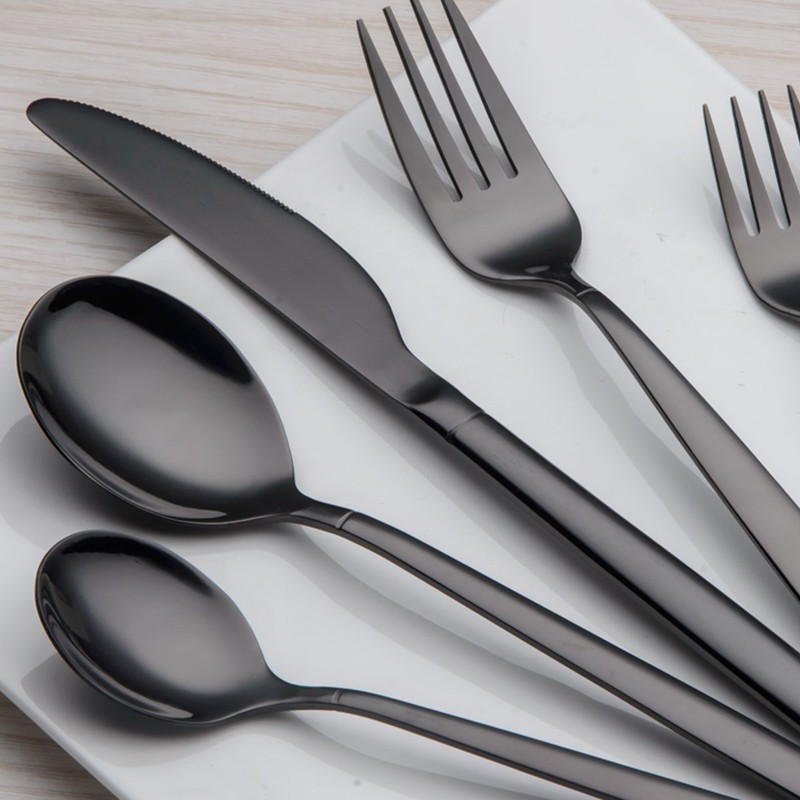 Berglander 20 Piece Titanium Black Plated Stainless Steel Flatware Set,