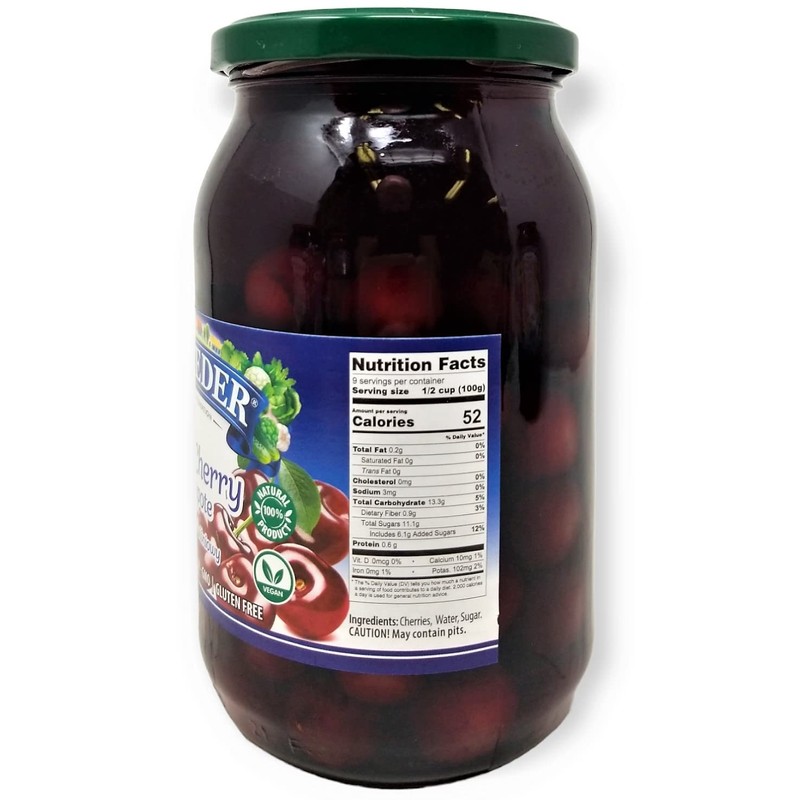 Belveder Sour Cherry Compote, No Preservatives Added, Non-GMO, Gluten Free