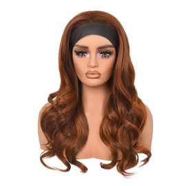 Wear and Go Body Wave Headband Wig Synthetic Wavy Wig for Black Women Glueless Wig with Headband Attached Heat Friendly 22 inch:_430HL350