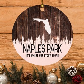 Naples Park Ornament Naples Park FL Ornaments Florida - It's Where Our Story Began - Vintage Christmas Ornament Gift Round 3"