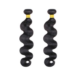 DaiMer Body Wave 2 Bundles Human Hair Brazilian Hair 1 Bundles Human Hair for Black Women 14 16 Inch 12A Grade 100% Unprocessed Body Wave Human Hair Bundles Hair Extensions Natural Colour