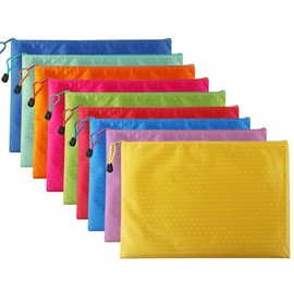 A5 PVC Canvas Storage Zipper File Bag Handbag Zip Wallet File Mesh Bags Storage Document Folder Waterproof Pouch School Office Travel (Size :23.5 cm X 7.5cm) (Bright (Pack of 6))