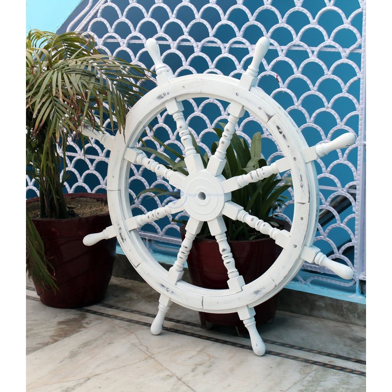 Nautical Handcrafted Wooden Ship Wheel - Home Wall Decor -
