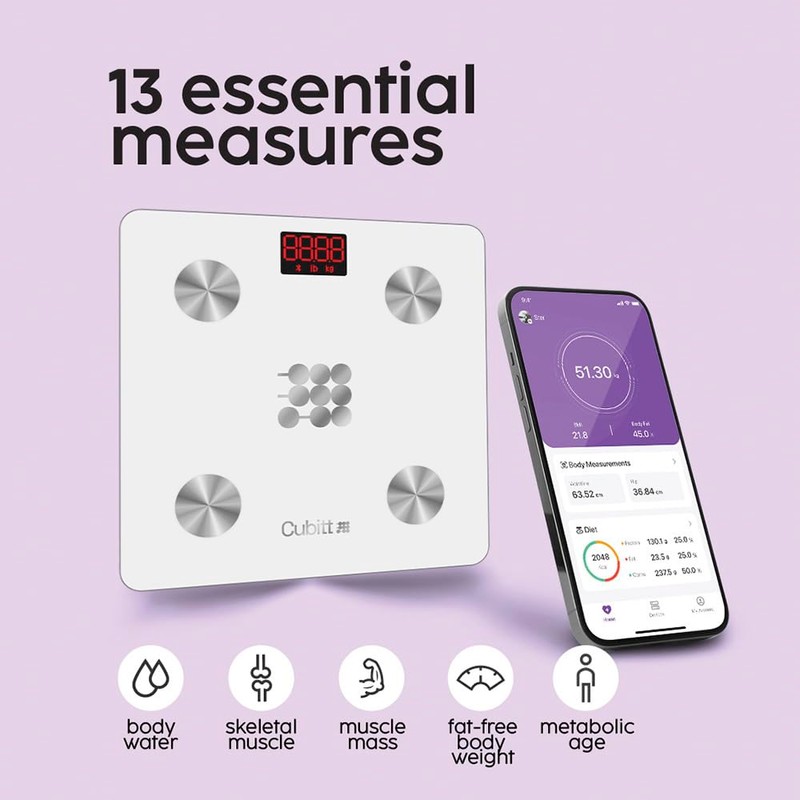 CUBITT Smart Digital Weight Scale, 13 Body Composition Analizer, BMI,