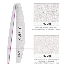 BTYMS 50 Piezas Limas de Uñas de Grano 100/180 - Tableros de Esmeril de Doble Cara para Uñas Acrílicas, de Gel y Naturales