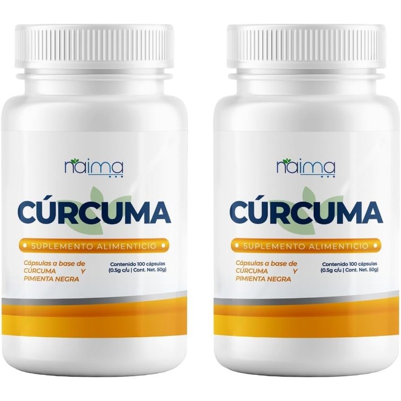 NAIMA Pack de 2 Frascos de Cúrcuma con Pimienta Negra,
