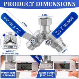 304 Stainless Steel Garden Hose Splitter 2 Way Heavy Duty Lead-Free Garden Hose Y Splitter, 3/4" GHT Water Hose Splitter 2 Way, Full Flow Garden Hose Splitter Adapter With Wrench