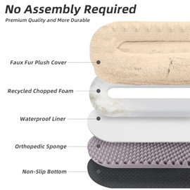 Human Dog Bed - Extra Large Dog Bed for Humans,67''x37''x10'' 、 Giant Cuddle Pillow Pet Lounger, Super Soft Plush Orthopedic Floor Cushion for Adults, Kids, Pets - Washable Cover, Beige.