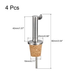 uxcell Stainless Steel Bottle Pourers, 4Pcs Auto Flip Olive Oil Spout, Cork Design Wine Bottle Stoppers, for Pours Liquid, Olive Oil, Wine, Vinegar, Most Liquor Bottles