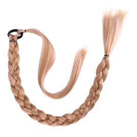 VOPPIS Long Braided Ponytail Extension 30 Inch Pre stretched Braiding Hair Extensions DIY Braid Ponytail Natural Soft Synthetic Hair Piece (Pink Blonde, 30 inches)