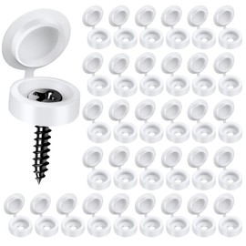 HNYYZL 150 PCS Plastic Hinged Screw Covers Caps White Folding Cover Cap, Snap Washer Covers Flip Tops for Covering Screw Heads (S)