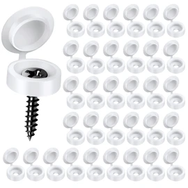 150 PCS Plastic Hinged Screw Covers Caps White Folding Cover Cap, Snap Washer Covers Flip Tops for Covering Screw Heads (S)