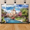Princess Rainbow Castle Backdrop 7x5ft Fantasy Castle Wall for Girls