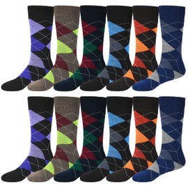 Calcetines De Vestir Para Hombre Calcetines Coloridos Argyle 12 Pares Calcetines Divertidos Estampados de Algodón Argyle Brillante
