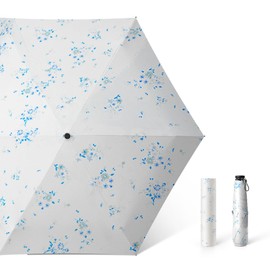 日傘 超軽量 折りたたみ UVカット 紫外線遮断 晴雨兼用 折り畳み日傘 ワンタッチ自動開閉 UPF50+ 日焼け防止 熱中症対策 コンパクト 携帯便利 折りたたみ傘 耐風撥水 レディース メンズ 男女兼用 収納ポーチ付き プレゼント ギフト 折りたたみ傘 遮光率 100% UV遮蔽率 100% 超撥水 完全遮光 持ち込みやすい シンプル たたみやすい コンパクト 超軽量 わずか 6本骨 豪雨 梅雨対策 折りたたみかさ 紫外線カット 14カラー 便利 旅行 アウトドア (花柄×ブルー)